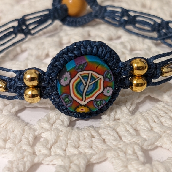 Handcrafted Peace Bracelet Circumference Approx 6" Blue - Picture 3 of 4